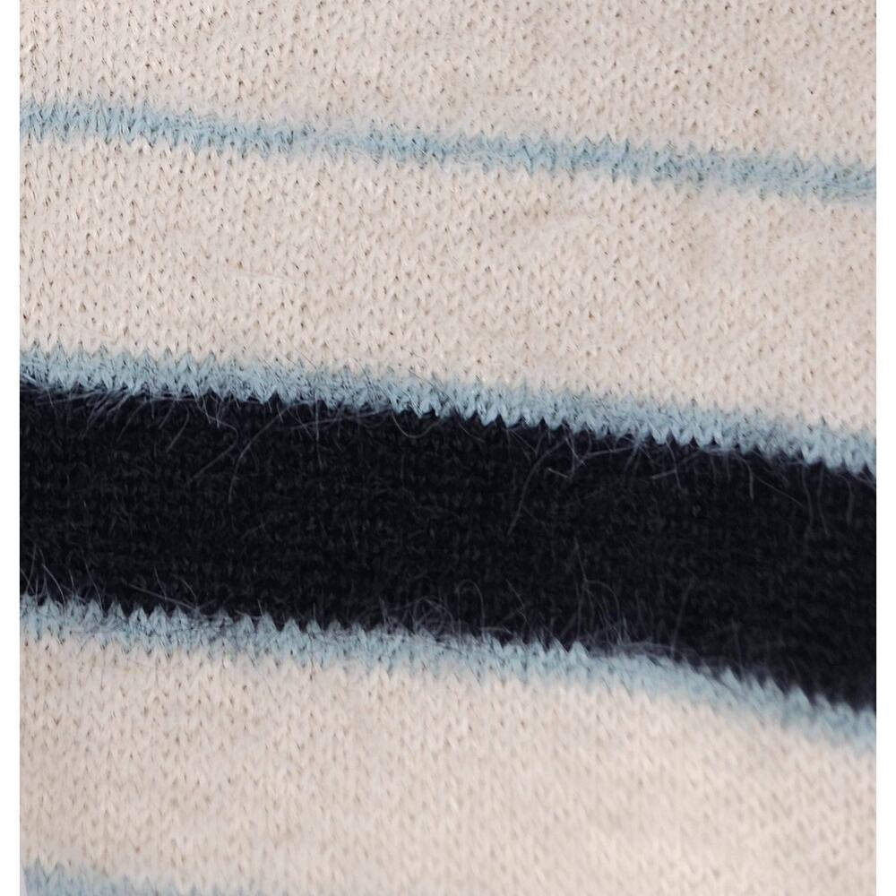 Mode Of One Mens Relaxed Fit Striped Sweater Sz Small Dark Ecru Eyelash Yarn NWT - Picture 5 of 5